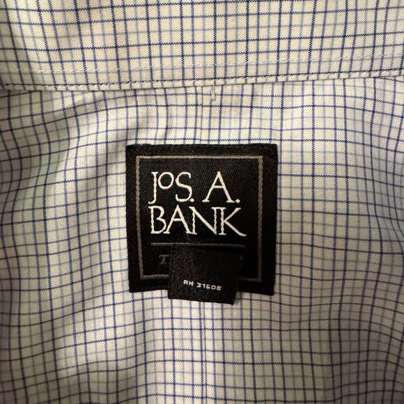 Jos. A. Bank Traveler Men’s Dress Shirt Tailored Fit 16-33 Blue Check Spread - Picture 9 of 16